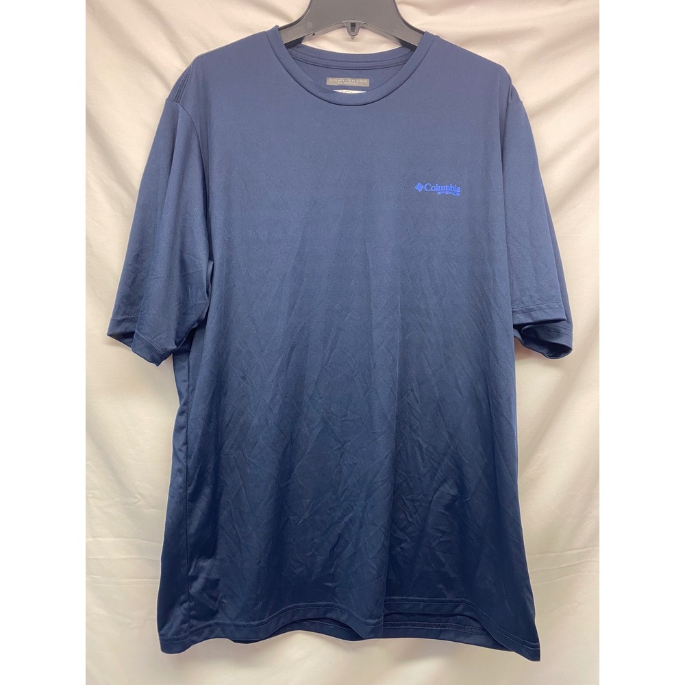 Columbia PFG Mens Navy Blue Graphic T-Shirt Omni-Shade Sun Protection -Medium
